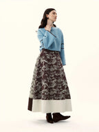 Toile De Jouy A-Line Midi Skirt