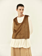 Faux Fur U-Neck Layering Vest
