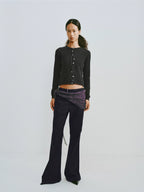 Plaid Flared Trousers With Draped Waist