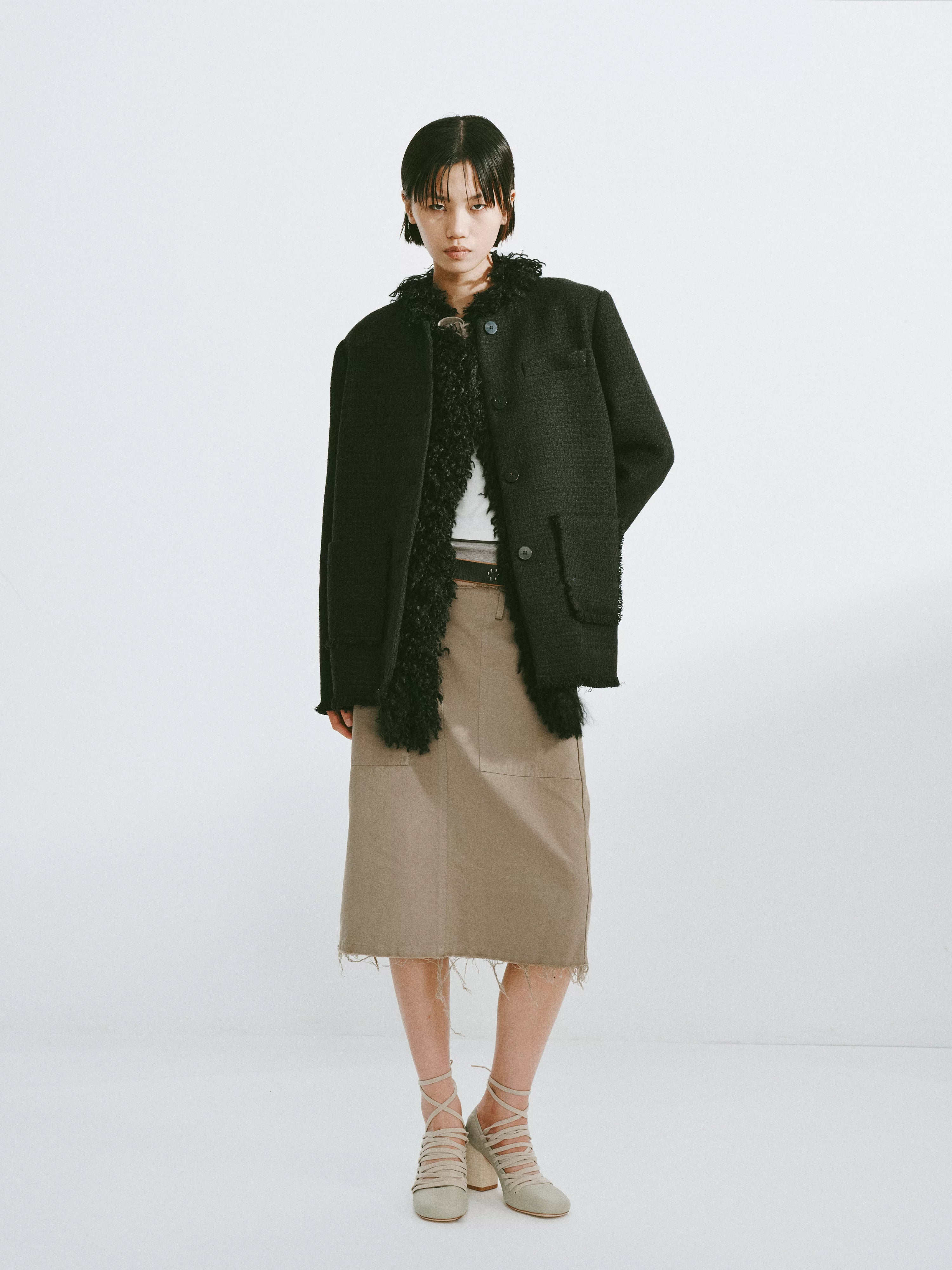 Faux Fur Trim Tweed Jacket