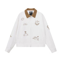 Embroidered Puppy Motif Harrington Jacket