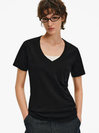 Linen Blend V-Neck Pocket T-Shirt