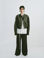Washed Cotton Stand-Collar Bomber Jacket