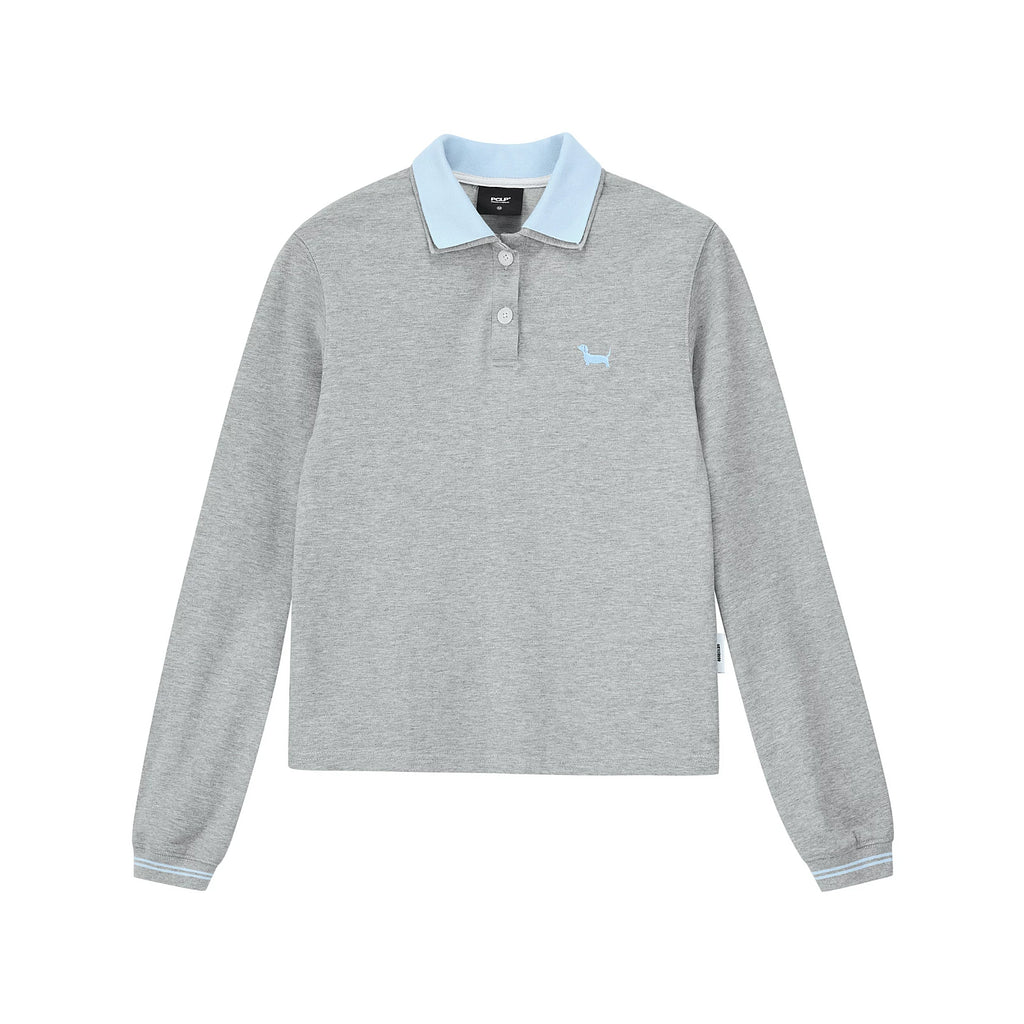 Contrast Collar Long Sleeve Polo
