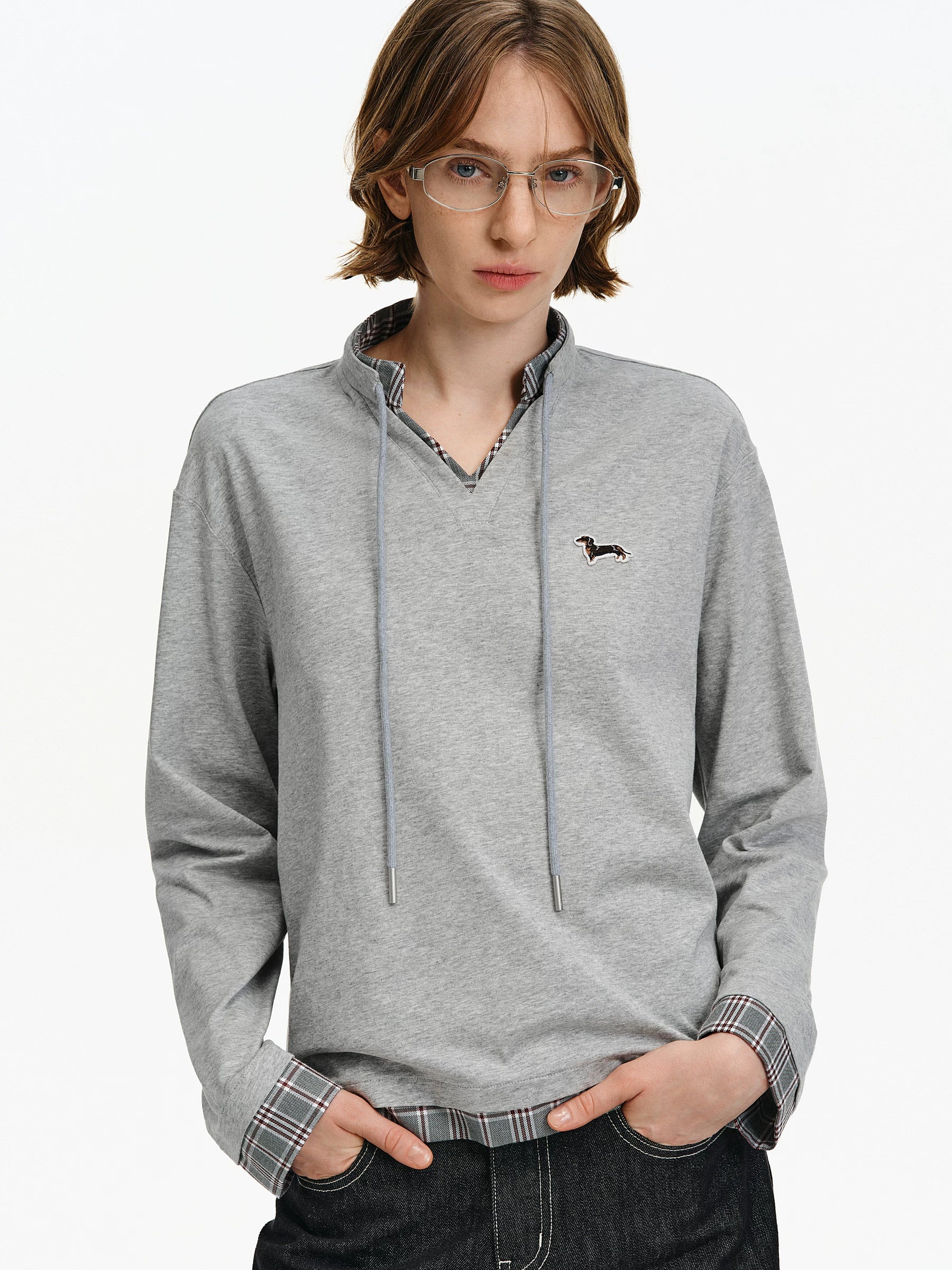 Dachshund Embroidered Layered Sweatshirt