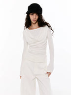 Draped Asymmetrical Modal Long Sleeve Top