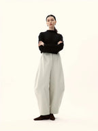 Sculptural High-Waisted Wide-Leg Trousers