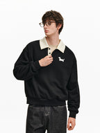Embroidered Puppy Polo Sweatshirt
