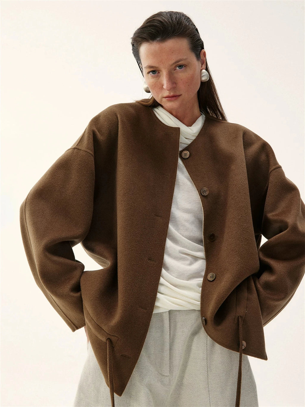 Double-Sided Wool Blend Minimalist Jacket