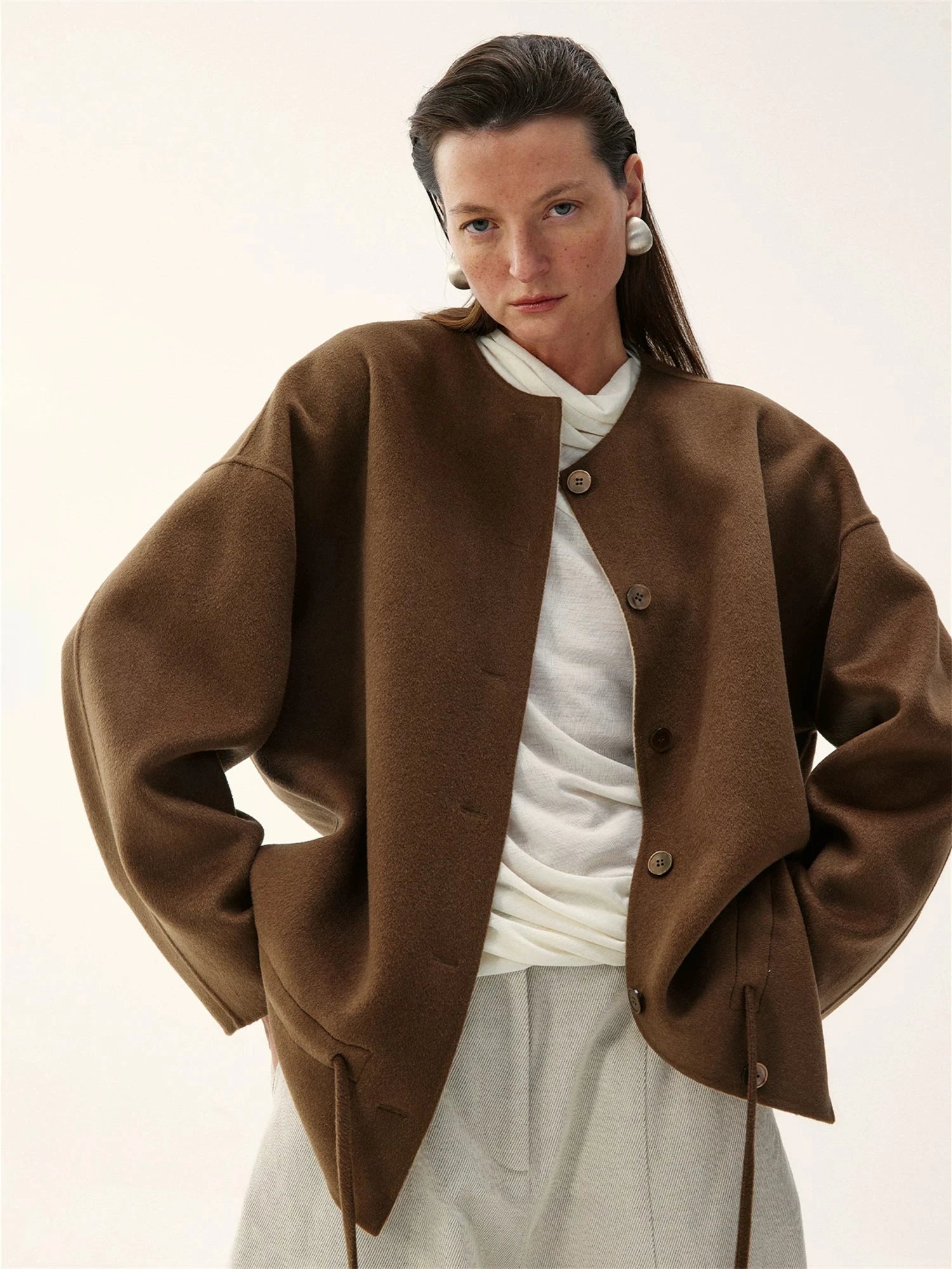 Double-Sided Wool Blend Minimalist Jacket