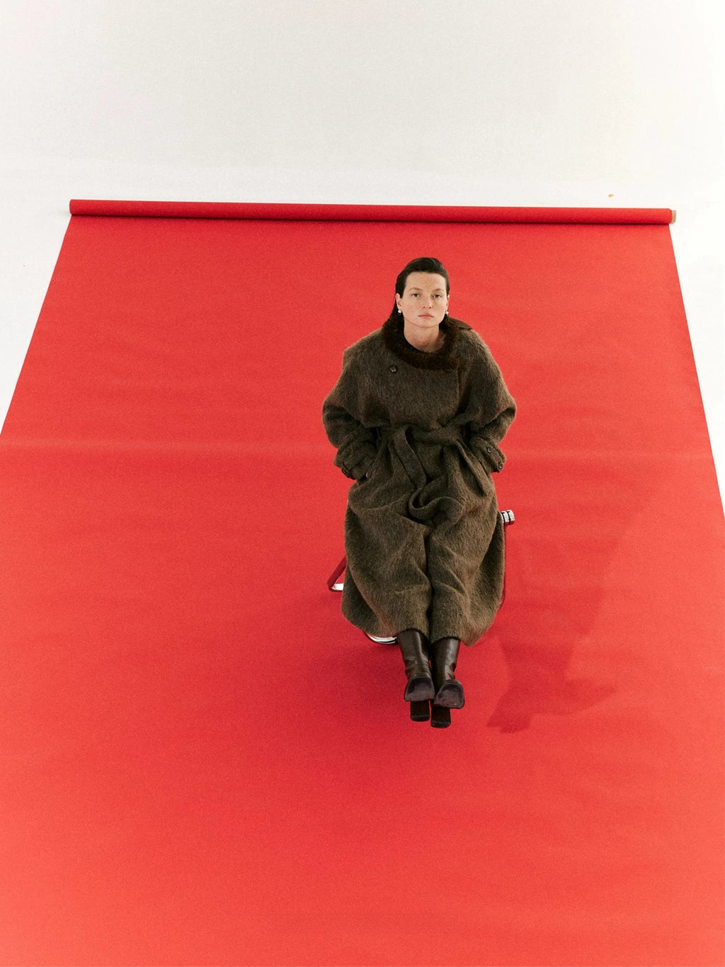 Oversized Mohair Blend Belted Coat