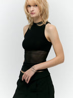 Mesh-Panelled Wool-Blend Tank Top