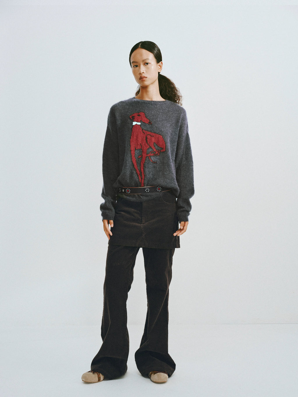 Corduroy Layered Flared Trousers