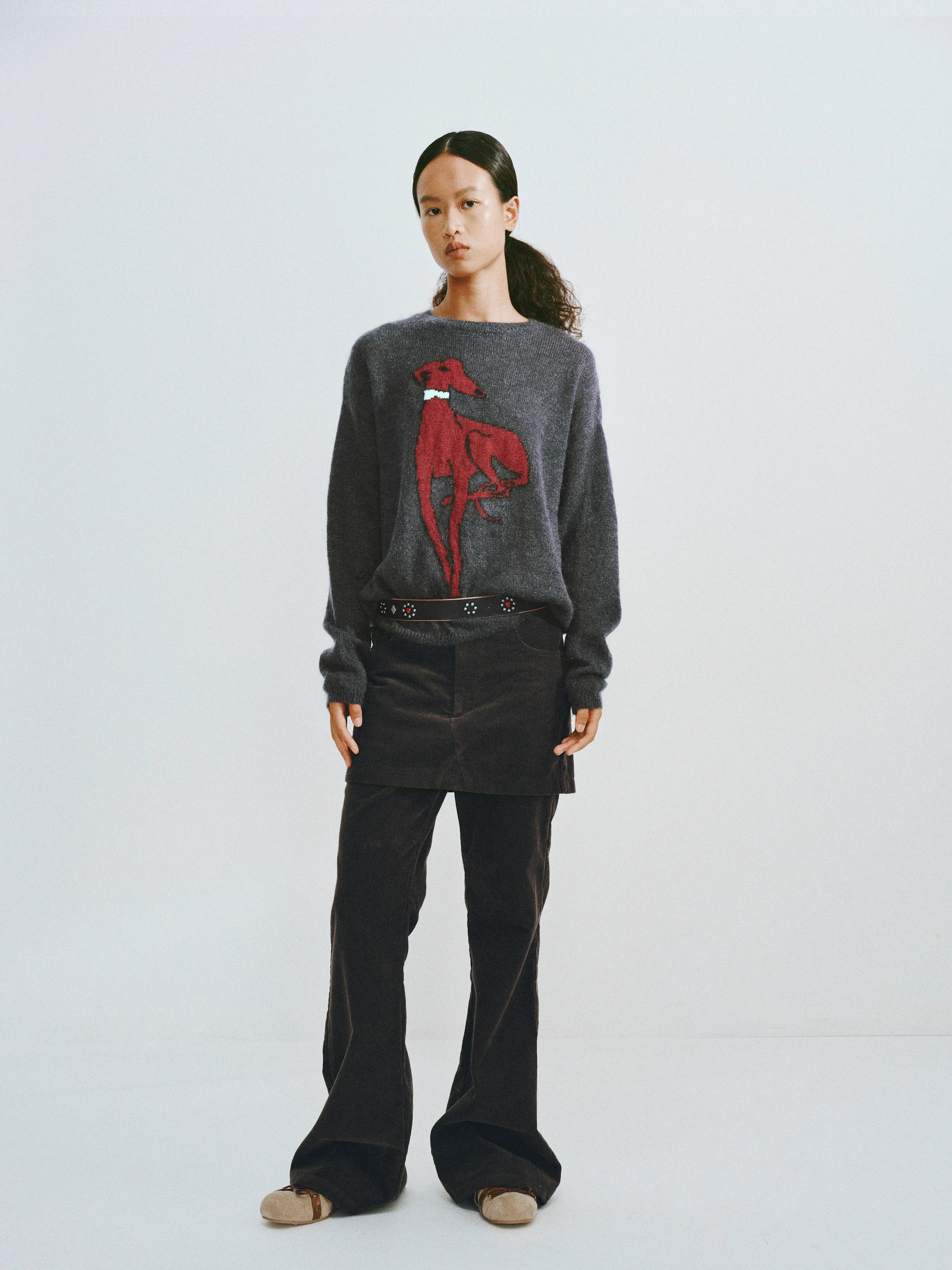 Corduroy Layered Flared Trousers