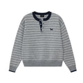 Striped Wool-Blend Henley Sweater