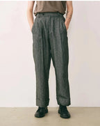 Pleated Striped Linen Trousers