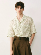 Botanical Print Cuban Collar Shirt