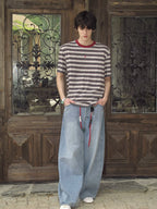 Washed Denim Wide-Leg Floor-Length Jeans