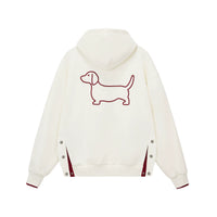 Embroidered Puppy Motif Hooded Sweatshirt