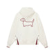 Embroidered Puppy Motif Hooded Sweatshirt