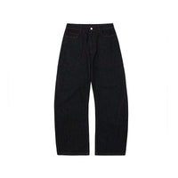 Contrast Stitch Wide-Leg Denim Jeans
