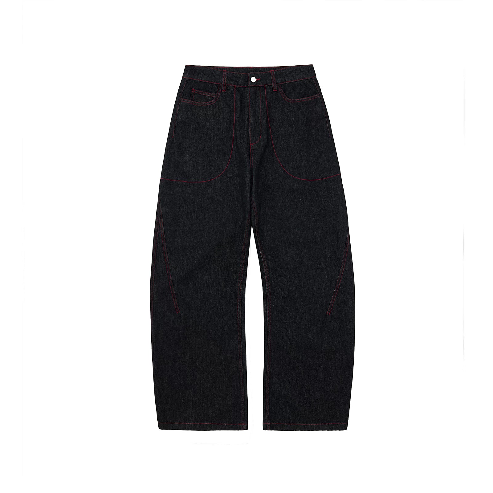 Contrast Stitch Wide-Leg Denim Jeans