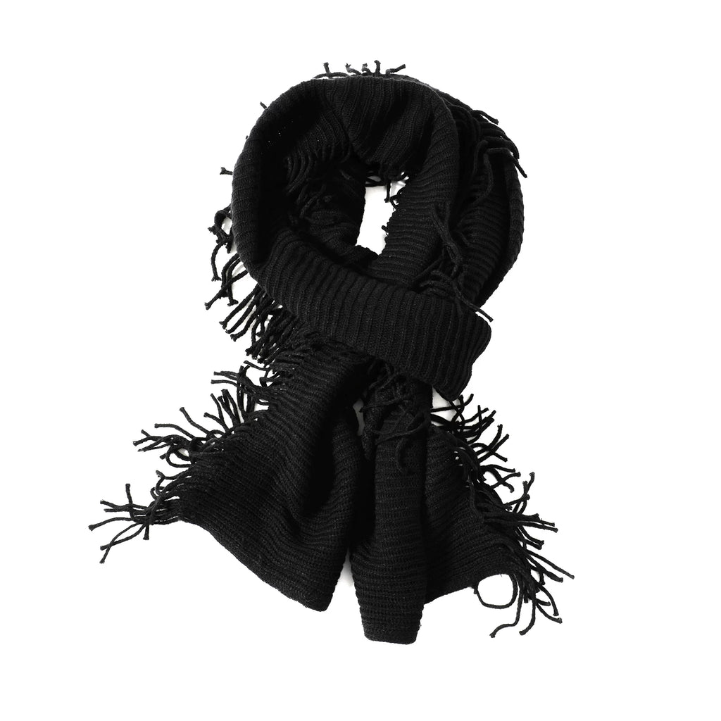 Textured Tassel Fringe Wool Scarf