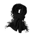 Textured Tassel Fringe Wool Scarf