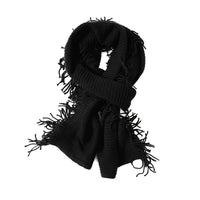 Textured Tassel Fringe Wool Scarf
