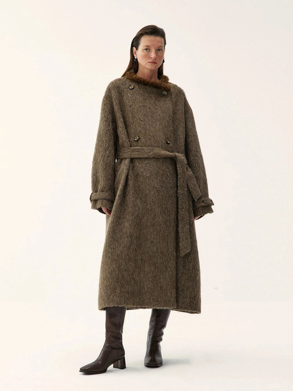Oversized Mohair Blend Belted Coat