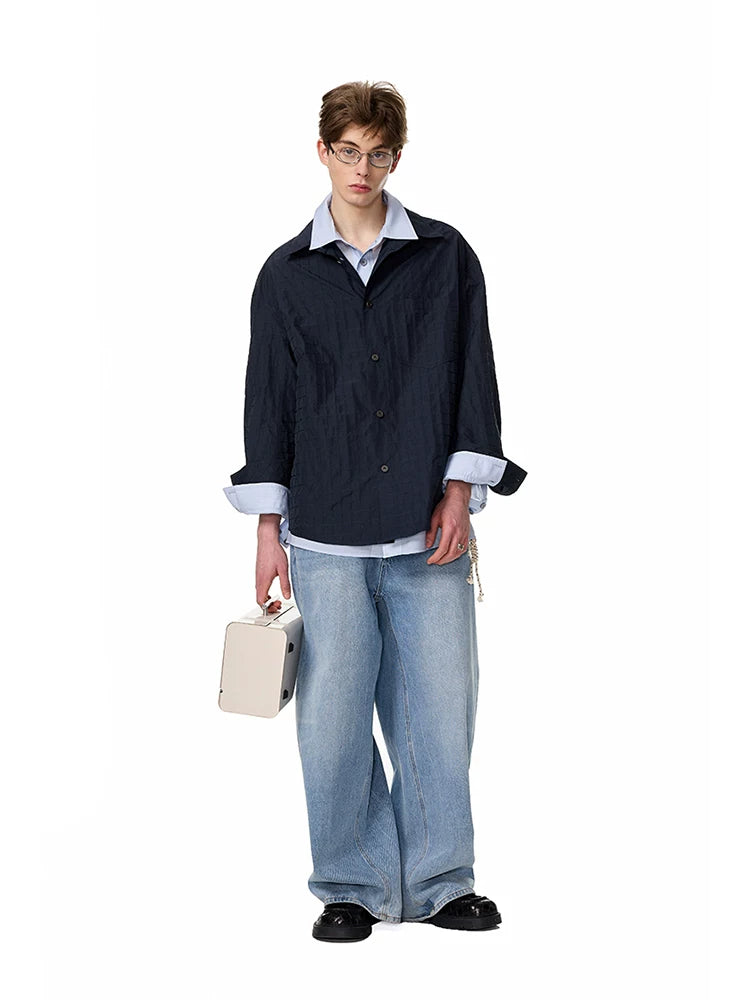 Textured Oversized Layered Shirt