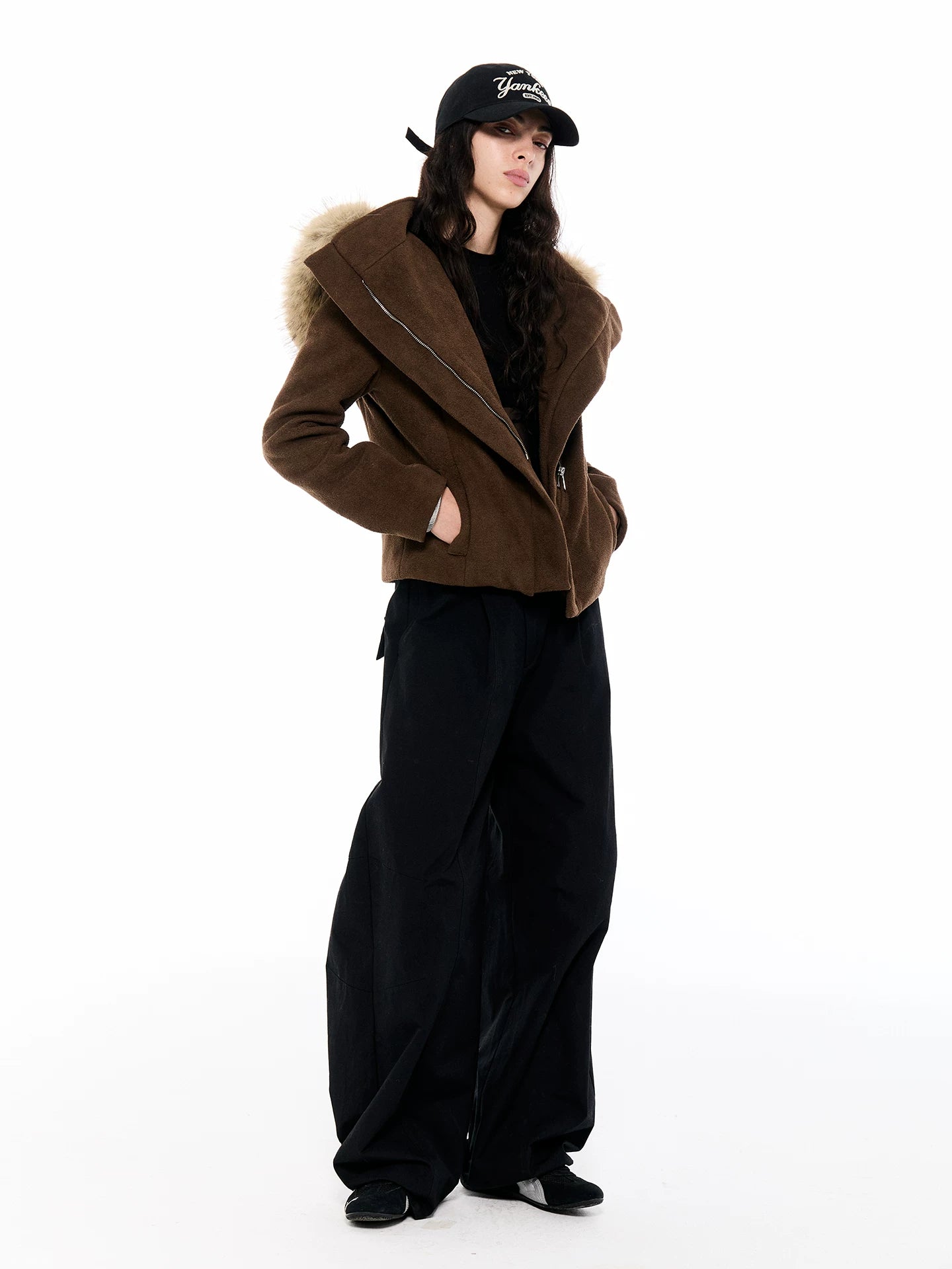 Asymmetric Suede Hooded Jacket