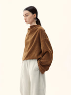 Textured High-Neck Oversized Pullover