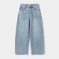 Washed Denim Wide-Leg Floor-Length Jeans