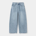 Washed Denim Wide-Leg Floor-Length Jeans