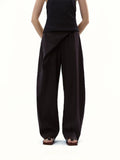 Diagonal Placket Curved Tailored Trousers