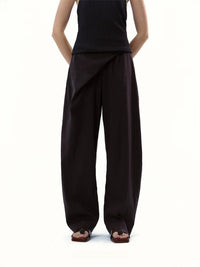Diagonal Placket Curved Tailored Trousers