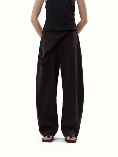 Diagonal Placket Curved Tailored Trousers