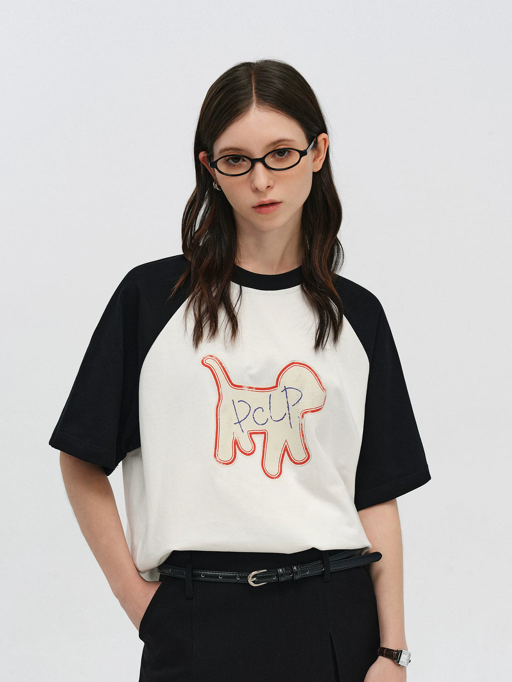 Graphic Dog Print Raglan T-Shirt