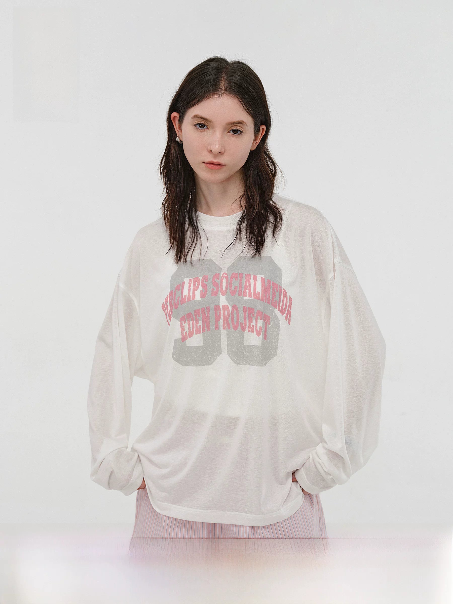 Graphic Print Oversized Long-Sleeve Tee