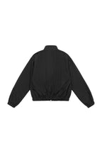 Striped Wool Stand Collar Bomber Jacket