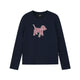 Embroidered Plaid Dog Crew Neck Top