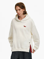 Embroidered Puppy Motif Hooded Sweatshirt