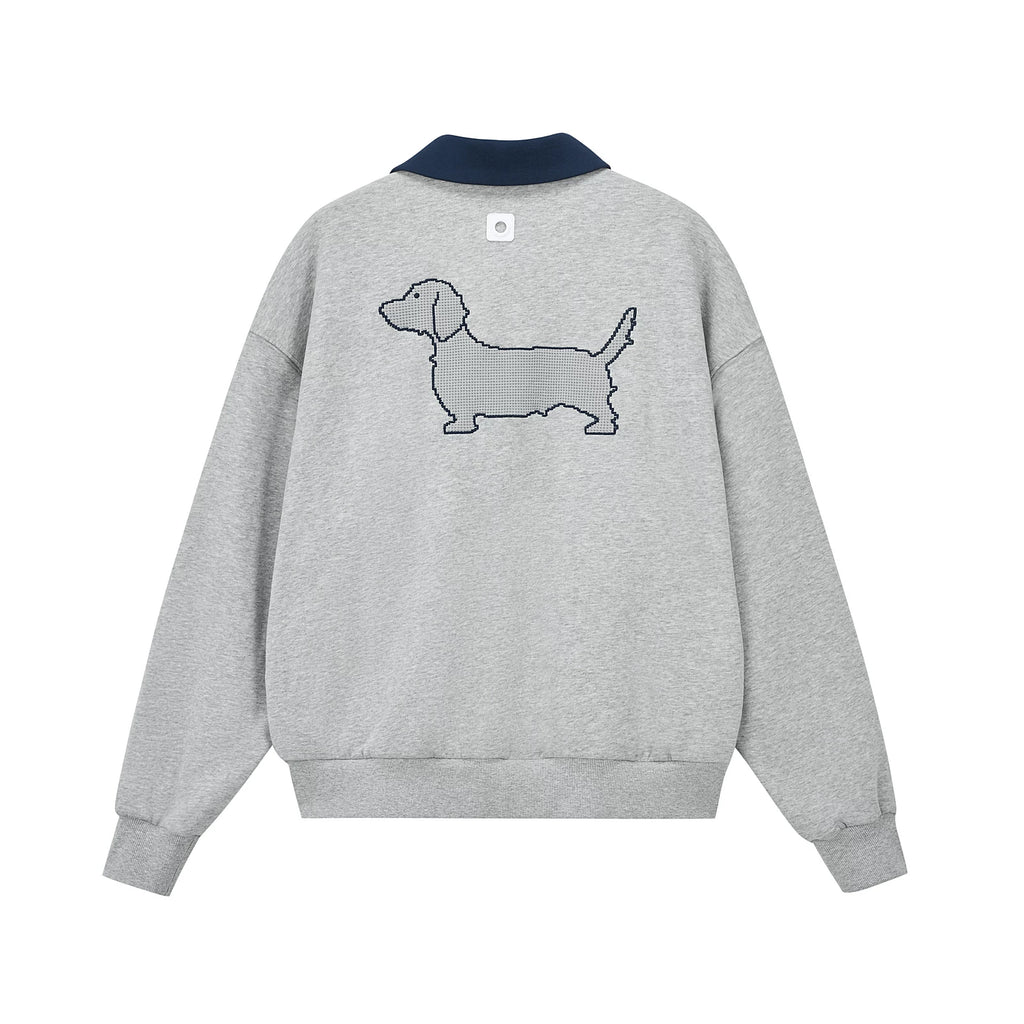 Embroidered Puppy Polo Sweatshirt