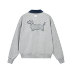 Embroidered Puppy Polo Sweatshirt