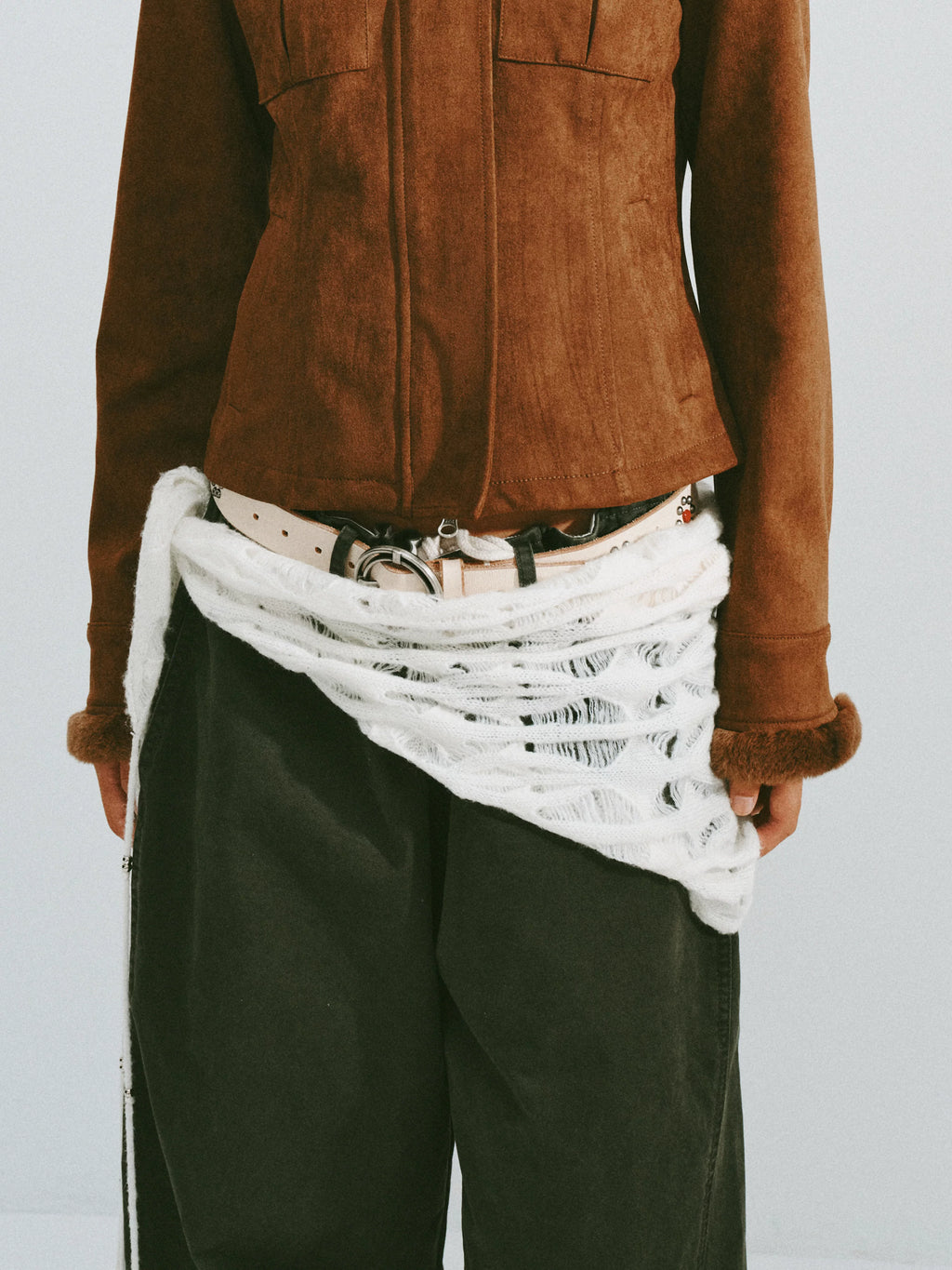 Cropped Wool Button-Down Cardigan