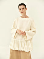 Wool And Silk Pleated Hem Top