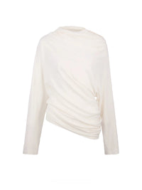 Echo Draped Wool Turtleneck Top