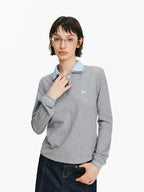 Contrast Collar Long Sleeve Polo