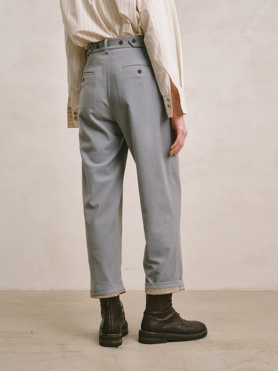 Pleated Corduroy Tapered Trousers